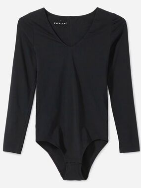 Everlane Black Long-Sleeve V-Neck Bodysuit